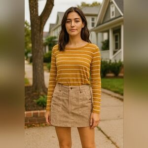 NWT Large Entro Taupe Camel Corduroy Mini Skirt Perfect For Fall